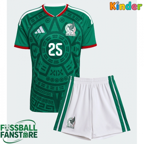 Mexiko Roberto Alvarado #25 Replik Heimtrikot Kinder WM 2026 Kurzarm (+ Kurze Hosen)